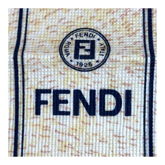 Fendi Beige & Black Drawstring Dust Bag Polyester Blend 13" Handbag Shoes Wallet - Picture 2 of 5